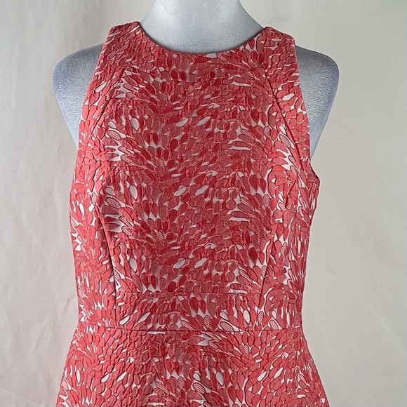Ann Taylor Orange White Raised Floral Dress Size 6 - Picture 3 of 14
